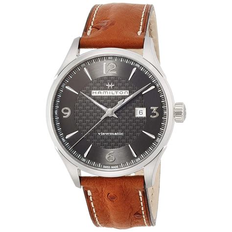 hamilton h32755851 jazzmaster viewmatic 44mm men s automatic brown leather watch ebay