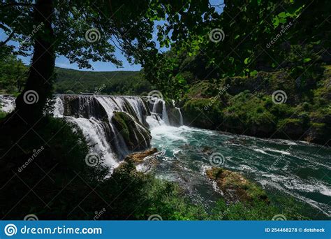 A Magnificent Waterfall Called Strbacki Buk On The Beautifully Clean