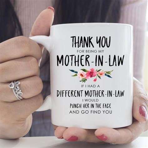 mother in law mug thank you for being my mother in law i would punch her in the face and go