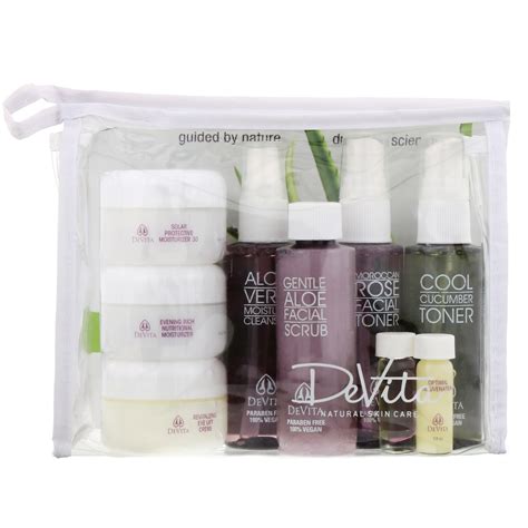 Devita Natural Skin Care System Deluxe Travel Kit 9 Piece Kit Iherb