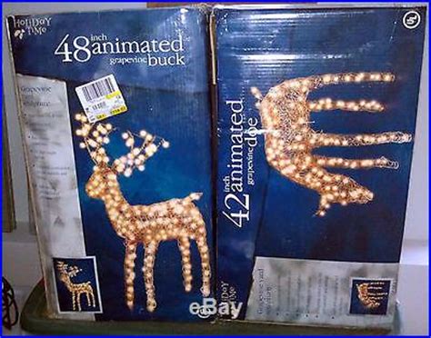 Grapevine standing reindeer warm white led outdoor yard. Animated Grapevine Lighted Deer Buck and Doe Set Indoor ...