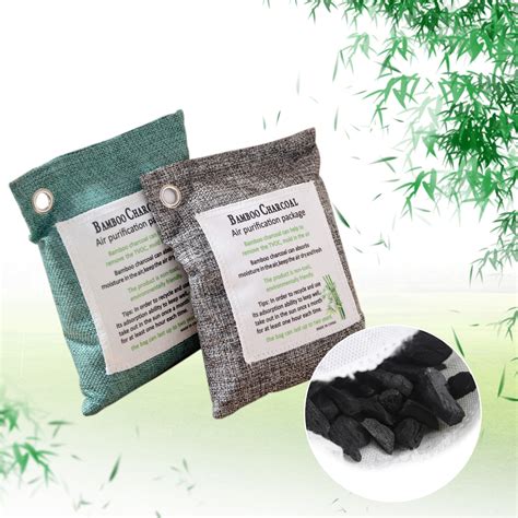 Bamboo Charcoal Air Purifying Bags 2 Pack Green Charcoal Bags With