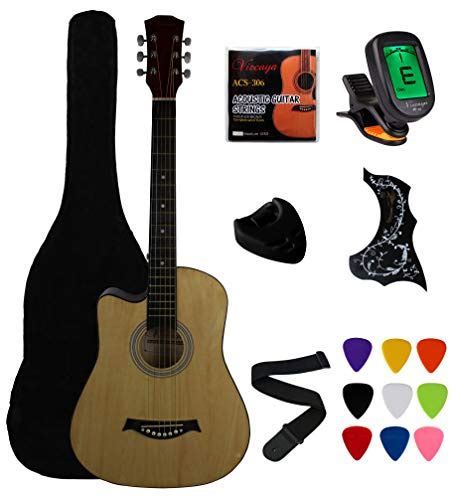 Vizcaya 38″ Cutaway Natural Beginner Left Handed Acoustic Guitar