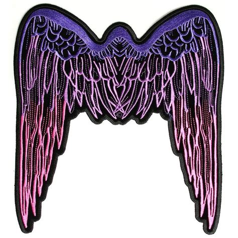 Pink Angel Wings Large Embroidered Iron On Patch Biker Vest Patches