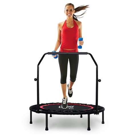 Pure Fun 40 Inch Exercise Trampoline With Handrail Black Rebounder