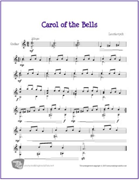 Carol of the bells f min euphonium octet treble clef. Carol of the Bells | Free Easy Guitar Sheet Music