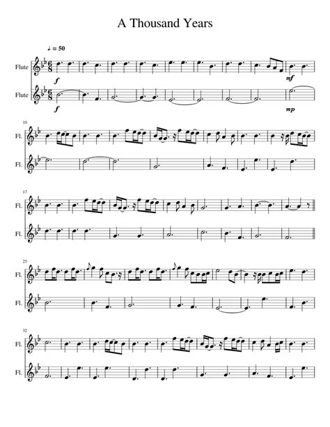 A Thousand Years Flute Duet Sheet Music For Flute Download Free In