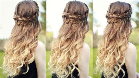 The upside down french braid bunch is a bit more complicated but it is beautiful and works well for blonde hair or brown hair. Beautiful Half Down Half Up Braided Hairstyle with curls ...