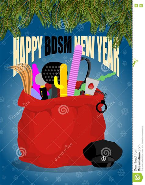 Bdsm Happy New Year Sex Toys In Red Sack Santa Claus Stock Vector Illustration Of Present