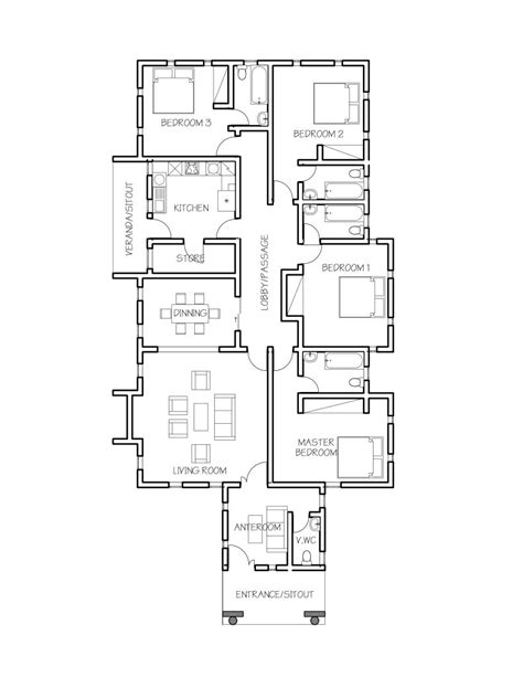 Beautiful Sample Of A 4 Bedroom Bungalow Floor Plan