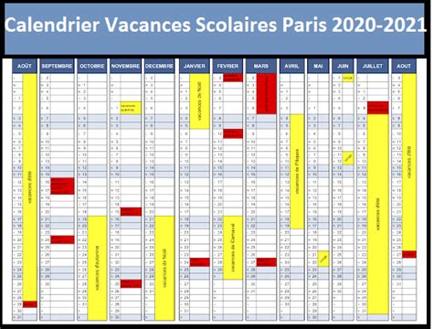 Vacances Scolaires 2019 Et 2020 Paris Calendrier 2020