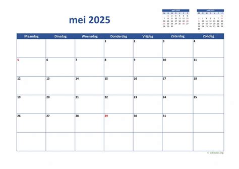 Kalender Mei 2025 Niederlande