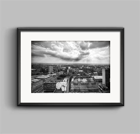 Manchester Skyline Black And White Fine Art Giclee Print Etsy