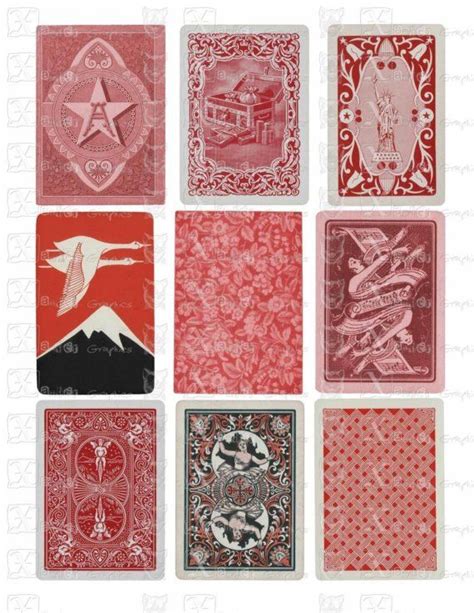 Vintage Playing Cards Red Backs Instant Download 85 X 11 Etsy