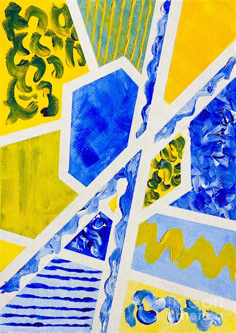 Geometric Blue And Yellow Abstract Acrylic Painting Painting By Beverly