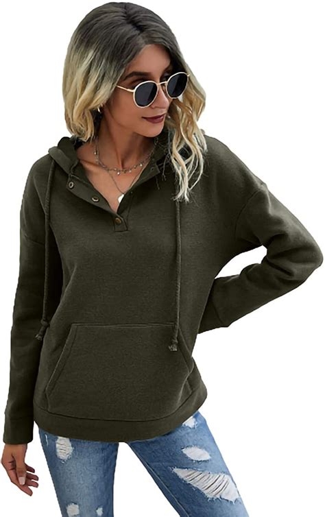 ylxd girl damen einfarbig kapuzenpullover sweatjacke v ausschnitt hoodie pullover lässige