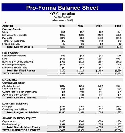 What Are Pro Forma Financial Statements Free Sample Example