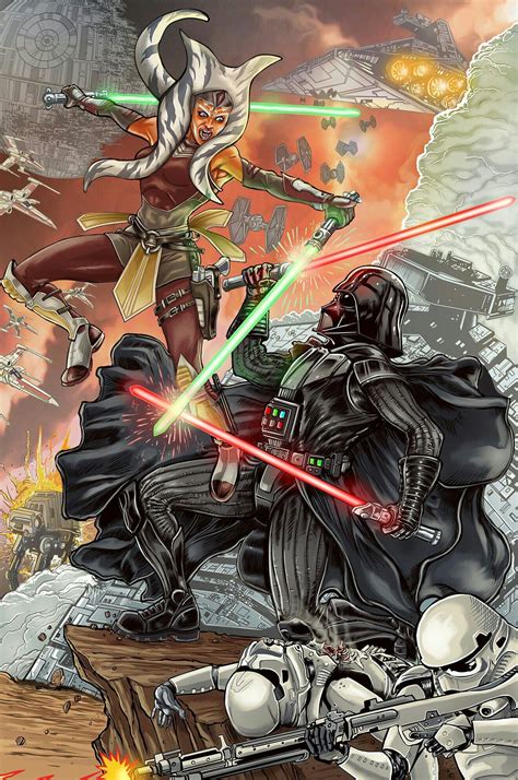 Ahsoka Tano Versus Darth Vader Star Wars Movies Posters Star Wars Concept Art Star Wars Artwork