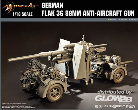 Merit German Flak 36 88mm Anti Aircraft Gun 118 Bouwpakket · Toemen