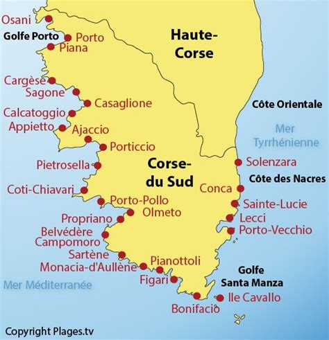 Carte De La Corse Avec Villes Vacances Guide Voyage