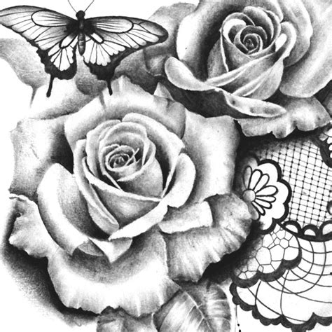 Roses With Butterfly And Feahters Tattoo Tattoo Design Tattoodesignstock