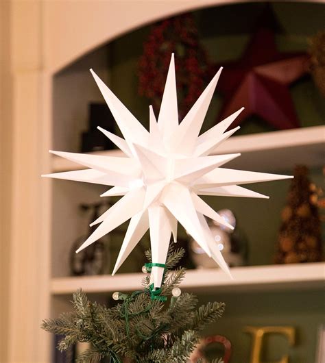Elf Logic 14 Led Moravian Star Tree Topper Bright White Lighted