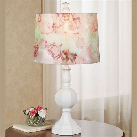 Emily White Table Lamp With Floral Shade