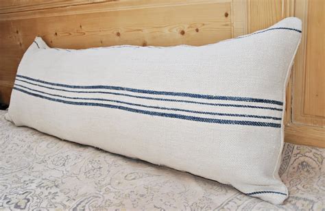 Authentic Grain Sack Body Pillow Sham Navy Blue Stripes