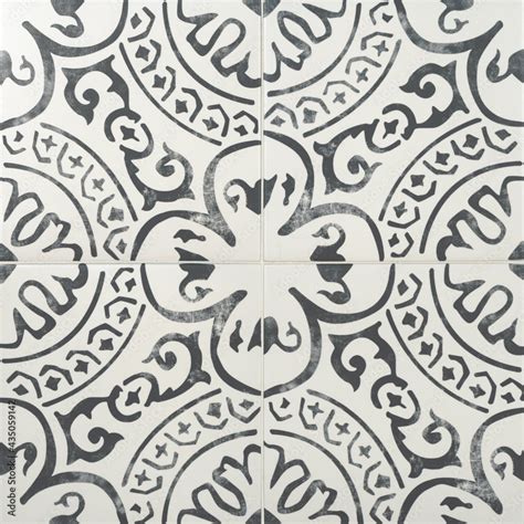 Seamless Spanish Porcelain Tile Texture With Ornamental Pattern For Wall And Floor Stock Photo