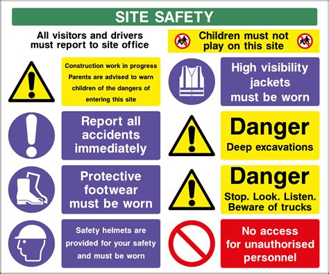 Safety signs and symbols exist to make identifying potential hazards easier. Site Safety Sign | Health and Safety Signs