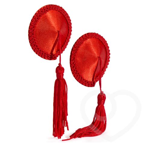 Lovehoney Round Satin Nipple Tassels Red Lovehoney