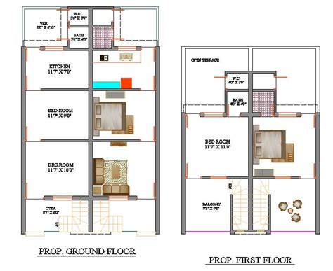 Floor Plan Of A Row House With Detail Dimension In Dwg File Cadbull Designinte Com