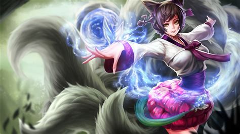 Картинки Ahri League Of Legends Goomrrat Фэнтези молодые 1920x1080