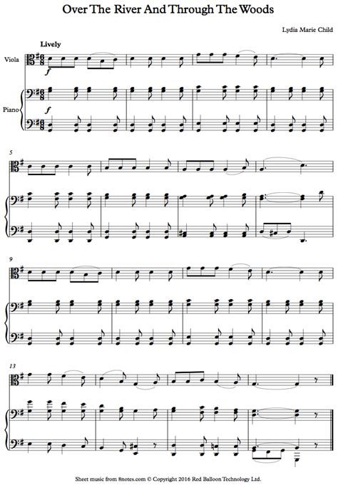 Over The River And Through The Woods Thanksgiving Song Sheet Music