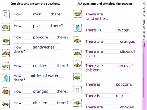 Countable And Uncountable Food Items Questions And Answers