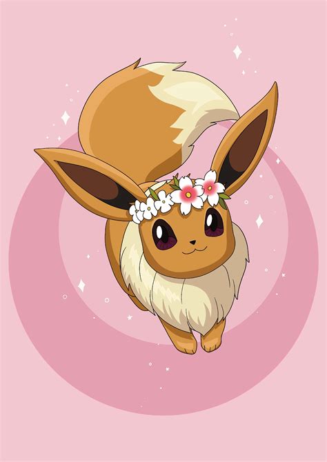 Eevee Pokemon Printable Pokemon Print Cute Eevee Kawaii Etsy Uk