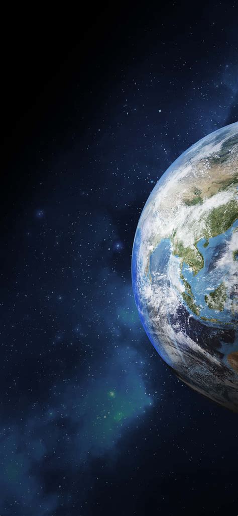 Download Iphone Half Earth In Dark Blue Galaxy Wallpaper