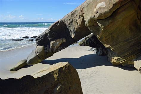 Beach Rock Formation On Bluebird Canyon Beach In South Laguna Beach