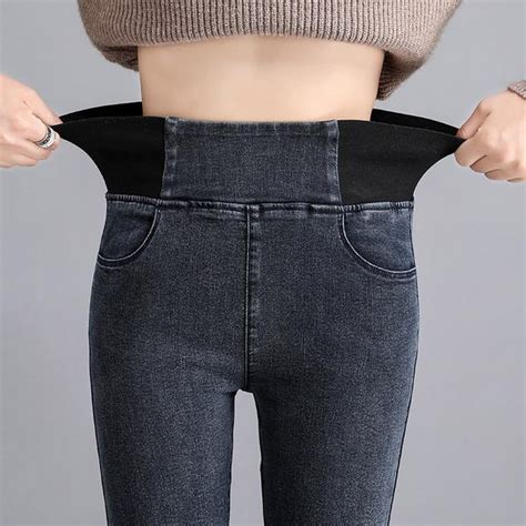 Buy Elastic Waist Jeans Womens High Waist Was Thinner Wearing Slim