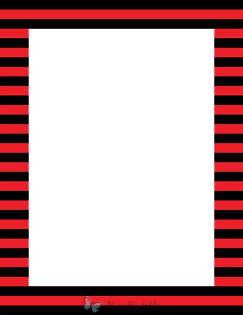 Printable Black And Red Horizontal Striped Page Border