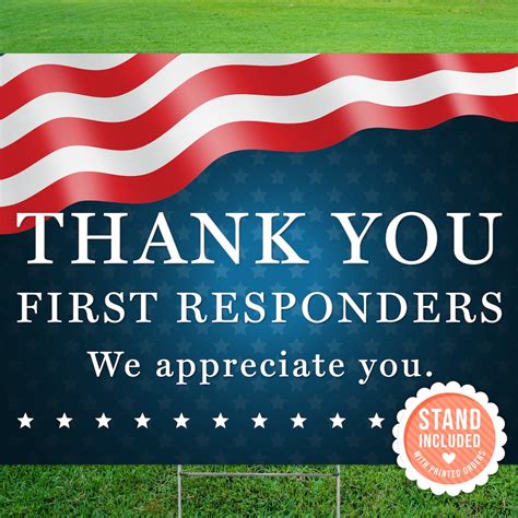 Thank You First Responders Yard Sign Digital Download First Etsy