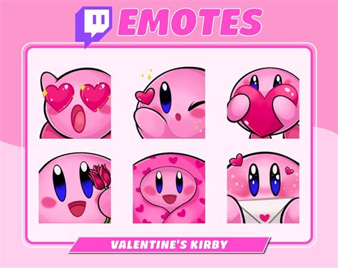 Valentines Kirby Emotes For Twitch Discord Youtube Instant Download