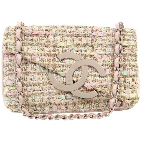 Chanel Pink Multi Color Tweed Cc Flap Bag At 1stdibs