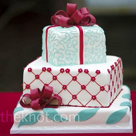 Red And Turquoise Wedding Cake