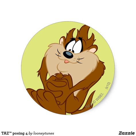 Taz™ Posing 4 Classic Round Sticker Old Cartoon