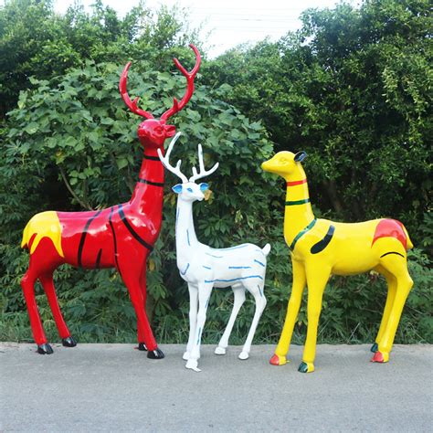 Fiberglass Deer For Park Decorationwholesale Life Size Paiting Deer