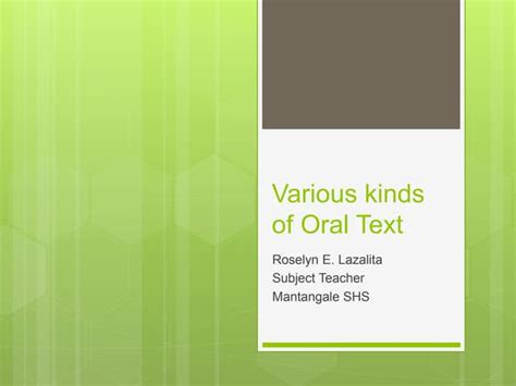 7 Comprehends Various Kinds Of Oral Text Ppt