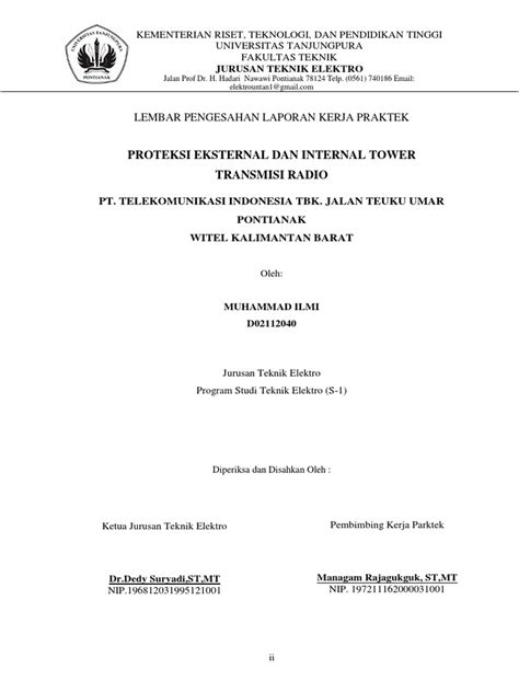 Lembar Pengesahan Laporan Kerja Praktek Pdf