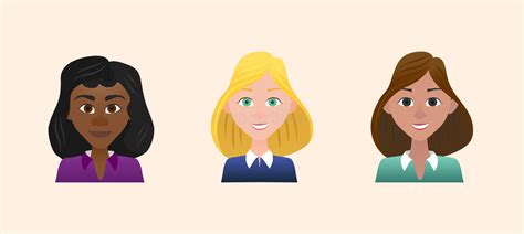 Characters Avatars Woman Female Profile In Flat Cartoon Style Color