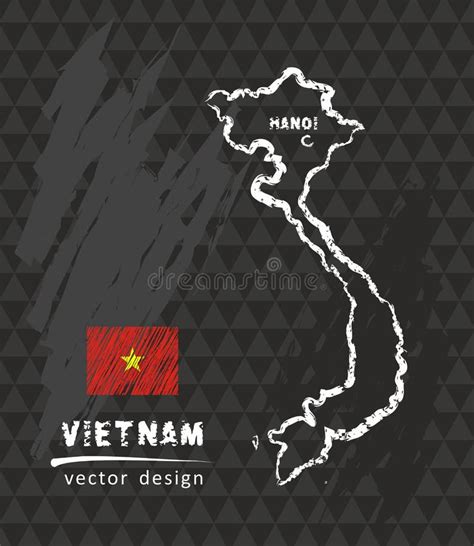 Mapa De Vietnam Dibujo De La Pluma Del Vector En Fondo Negro Ilustración del Vector